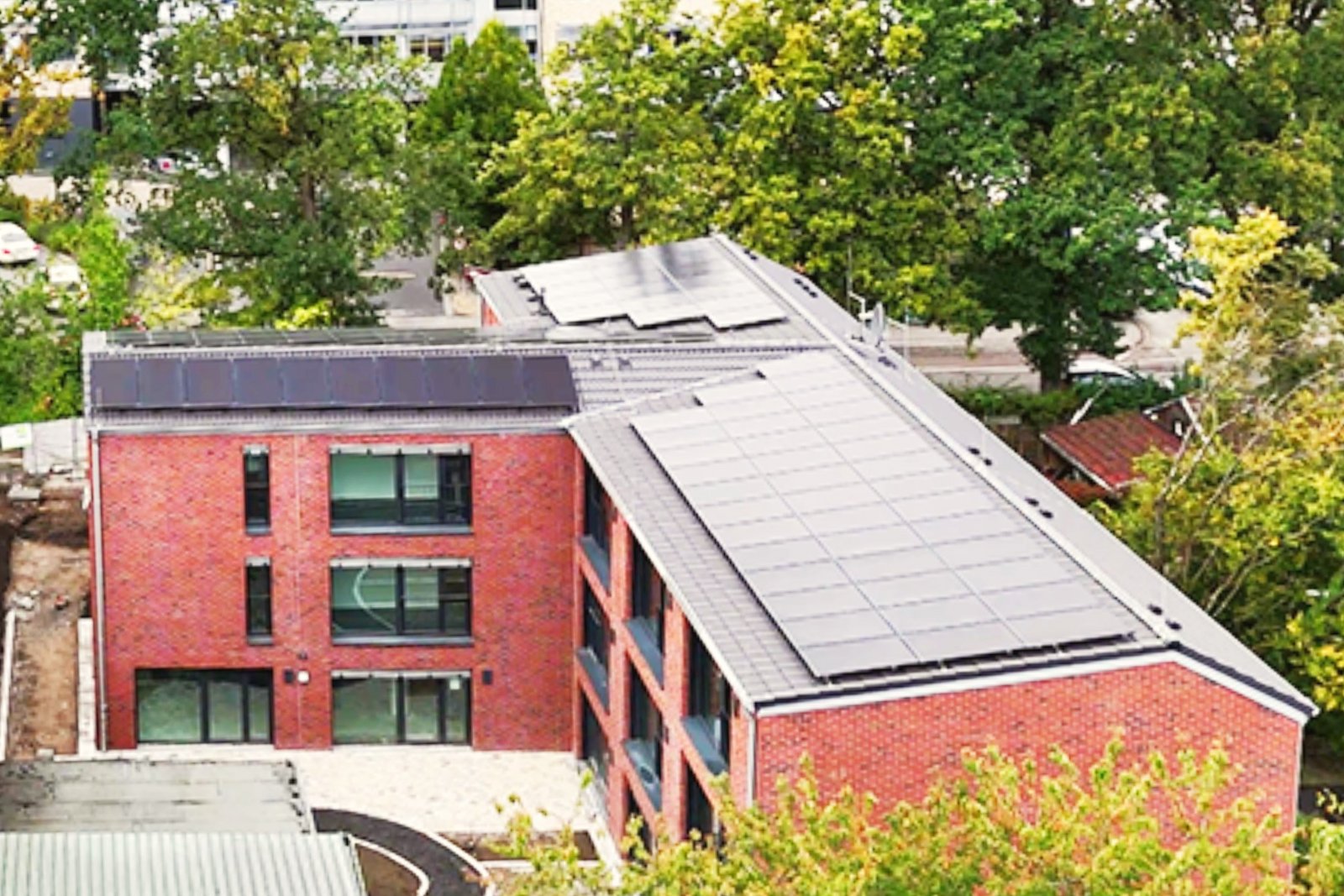 Solaranlage auf dem Pelikanhaus in Münster